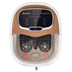 Portable All-In-One Heated Foot Spa Bath Motorized Massager (Color: Brown)